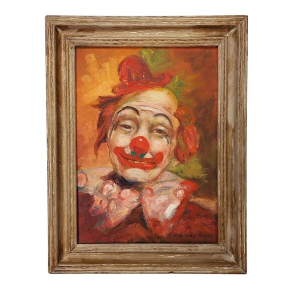 Vintage Circus Clown Original Oil Painting Signed Dorothy Gould Framed - Picture 1 of 6